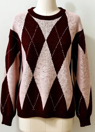 Jersey de punto estilo argyle burdeos y beige – suave, calentito., marca: Local, estado: Nuevo con etiquetas, tamaño: Talla única, 15,80 €, 17,29 € Protección al comprador incluida