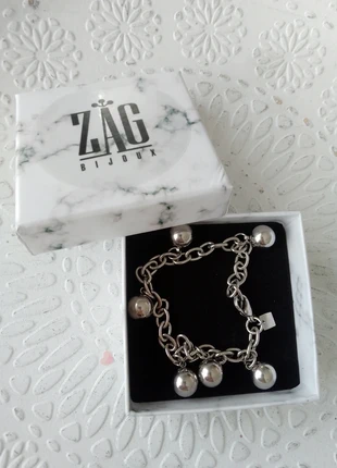 Bracelet boules en acier inoxydable argenté, état: Neuf sans étiquette, 20,00 €, 21,70 € Protection acheteurs incluse