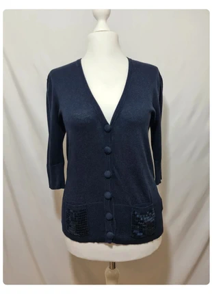 Cardigan bleu marine coton Pablo Gérard Darel sequins des années 2000, brand: Pablo de Gerard Darel, condition: Very good, size: L / 40 / 12, €5.00, €5.95 includes Buyer Protection Pro
