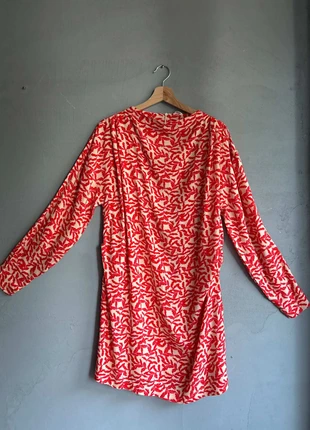 Robe rouge à motif feuillage – Crêpe de viscose – Taille XL, brand: Asu, condizioni: Ottime, taglia: XL / IT 46 / EU 42, €24.00, €25.90 include la Protezione acquisti
