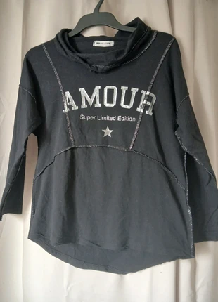 Sweat noir "Amour" argenté New Collection - taille unique, brand: New Collection, condizioni: Ottime, taglia: Taglia unica, €6.00, €7.00 include la Protezione acquisti