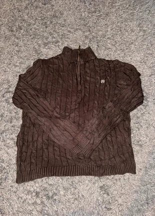 Pull zip en maille Chaps - Marron - Taille L, marque: CHAPS, état: Très bon état, taille: L / 40 / 12, 8,00 €, 9,10 € Protection acheteurs incluse