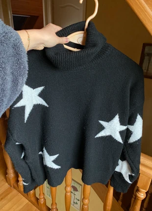 Pull col roulé noir avec étoiles Boutique Parisienne, brand: Boutique Parisienne, condition: Very good, size: S / 36 / 8, €14.00, €15.40 includes Buyer Protection