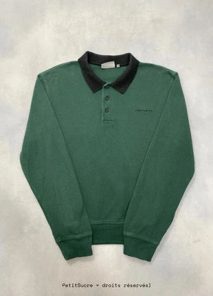 Pulln Carhartt wip Vert foncé en Coton piqué col Polo Rugby Sweatshirt - Taille S #1176, marke: Carhartt, zustand: Sehr gut, größe: S, 49,00 €, 52,15 € beinhaltet Vinted-Käuferschutz Pro