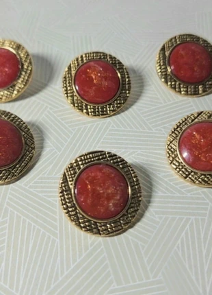 Lot de 6 boutons vintage / dorés et rouges, condition: New without tags, €3.00, €3.85 includes Buyer Protection