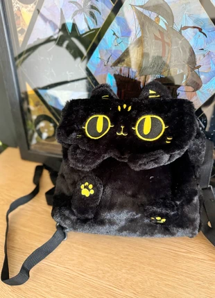 Plush Black Cat Backpack with Yellow Eyes, brand: Unbranded, condition: New without tags, £12.00, £13.26 includes Buyer Protection