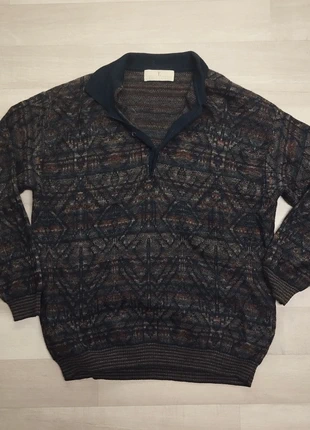 Vintage 90s Green Leaves Abstract Jumper Quarter-Button Knit Polo Shirt Style L, marque: Vintage Dressing, état: Très bon état, taille: L, 10,00 €, 11,20 € Protection acheteurs incluse