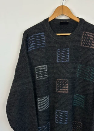 Dark grey black retro patterned crewneck jumper by Baffo, brand: Vintage Dressing, condition: Good, size: XL, £22.50, £24.33 includes Buyer Protection Pro