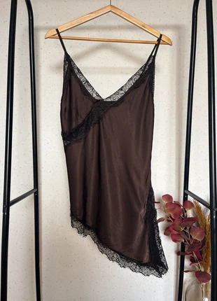 Débardeur asymétrique à dentelle - marron chocolat, marca: top tendance, estado: Muito bom, tamanho: M / 38 / 10, €26.99, €29.04 inclui Proteção do Comprador Pro