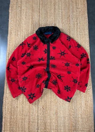 Veste Polaire Zippé Rouge et Noir Motifs Hivernal, Funky Fleece Oversize Vintage 80s Taille L, marque: Vintage Dressing, état: Très bon état, taille: L / 40 / 12, 25,00 €, 26,95 € Protection acheteurs (Pro) incluse