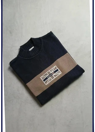 Pull Reebok Vintage brodé - Bleu marine et beige - Taille L, merk: Reebok, staat: Heel goed, maat: L, € 15,00, € 16,45 inclusief Kopersbescherming Pro