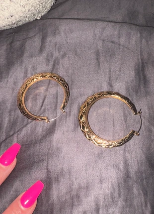 gold colour large hoop earrings, brand: NO LABEL, condition: New without tags, £5.00, £5.95 includes Buyer Protection