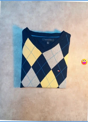 Pull sweatshirt tommy Hilfiger à carreaux bleu jaune et gris pour homme taille M - 170cm, marke: Tommy Hilfiger, zustand: Sehr gut, größe: M, 25,00 €, 26,95 € beinhaltet Vinted-Käuferschutz Pro
