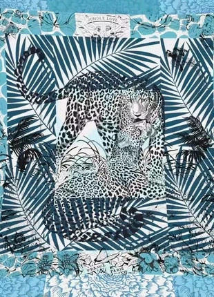 Foulard carré en soie 90cm Neuf léopard bleu savane, condition: New without tags, €18.00, €19.60 includes Buyer Protection