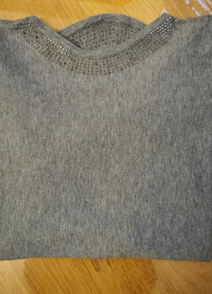Pull gris strass oversize, long en v, Tricotonic, brand: Tricotonic, condition: Very good, size: One size, €15.00, €16.45 includes Buyer Protection