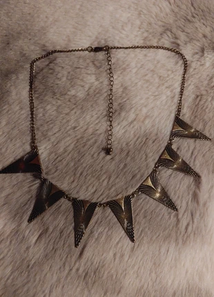 Statement Bronze Art Deco Triangle Bib Necklace - Sunburst Etch Detail, condition: Very good, €5.50, €6.48 includes Buyer Protection