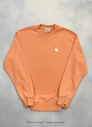 Pull Carhartt wip Abricot logo Coeur coupe large 100% coton Crew Neck Sweatshirt - Taille XS #790, marke: Carhartt, zustand: Sehr gut, größe: XS / 34 / 6, 49,00 €, 52,15 € beinhaltet Vinted-Käuferschutz Pro