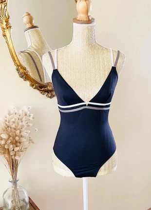maillot de bain une piece noir fines bretelles detail bandes contrastantes chic taille 36 elegant, brand: Bain de Soleil, condition: Very good, size: S / 36 / 8, €16.00, €17.50 includes Buyer Protection