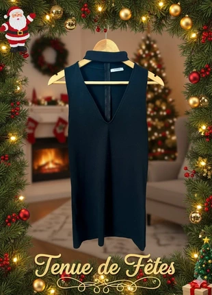 Jolie robe noire sans manches Zara Trafaluc col choker et décolleté plongeant, brand: Zara Trafaluc, condition: Very good, size: S / 36 / 8, €8.00, €9.10 includes Buyer Protection