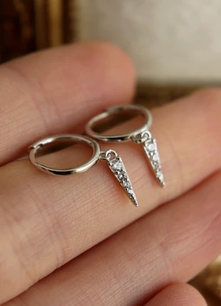 Sterling Silver Crystal Zirconia Spike Elegant Punk Geometric Hoop Earrings, brand: Sterling Silver Zirconia Spike Hoop Earrings, condition: Very good, £8.00, £9.10 includes Buyer Protection Pro