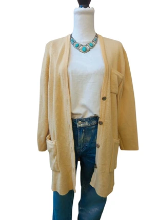 Cardigan vintage 100 % laine vierge – Jaune – La Tricoterie du Val de Saire – Made in France, marca: Vintage Dressing, estado: Muy bueno, tamaño: XXXL / 46 / 18, 25,00 €, 26,95 € Protección al comprador incluida