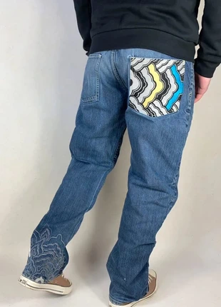 Baggy Vintage Y2K Rare jeans denim pant Large embroided Brodé y2k Hip-Hop 100% coton bleu L W34, brand: Vintage Dressing, condition: Good, size: L, €45.00, €47.95 includes Buyer Protection Pro