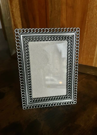 Vintage 1980s Chain-Link Photo Frame Bold Metallic Glam, Retro Industrial Accent Silver Toned, brand: Vintage, condition: Good, £8.00, £9.10 includes Buyer Protection