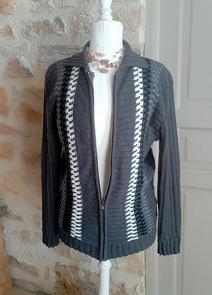 Cardigan zippé 🩶🖤 taille 40/42, marque: In Fine, état: Très bon état, taille: L / 40 / 12, 9,50 €, 10,68 € Protection acheteurs incluse