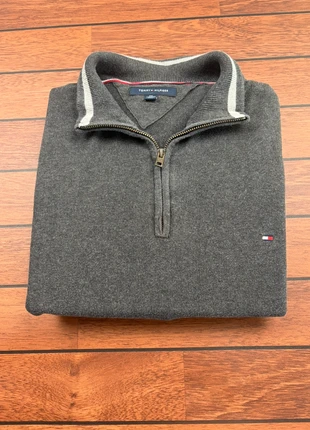 Pull half zip 1/4 zip Tommy Hilfiger gris col camionneur logo brodé - Taille XXL, marca: Tommy Hilfiger, estado: Muy bueno, tamaño: XXL, 30,00 €, 32,20 € Protección al comprador incluida