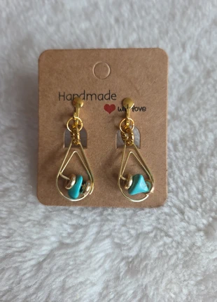 Clips d oreilles acier et turquoises, marca: lithotherapie, estado: Novo sem etiquetas, €10.10, €11.31 inclui Proteção do Comprador Pro