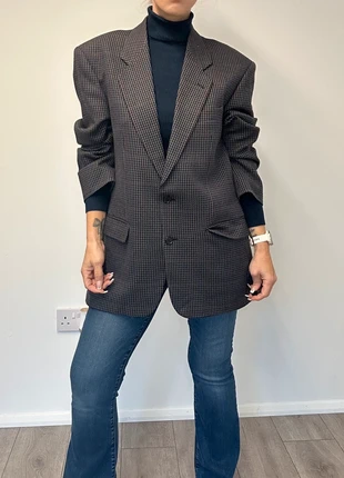 Vintage St Michael Pure Wool Oversized Blazer – Androgynous Tailoring | Navy Check, brand: St Michael, condition: Very good, size: 40R, £25.00, £26.95 includes Buyer Protection Pro