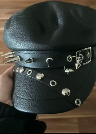 unisex PU leather biker gothic punk beret metal stud flat top hat cap, brand: Punk, condition: New without tags, size: One size, £15.00, £16.45 includes Buyer Protection Pro