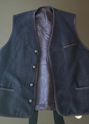 gilet 97% pure laine / veste sans manches vintage bleu foncé MERLET original (style tyrolien), brand: Merlet, condizioni: Ottime, taglia: S, €20.00, €21.70 include la Protezione acquisti