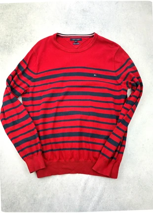 pull col rond tommy hilfiger taille L coton rouge rayé crewneck, marque: Tommy Hilfiger, état: Très bon état, taille: L, 25,00 €, 26,95 € Protection acheteurs incluse