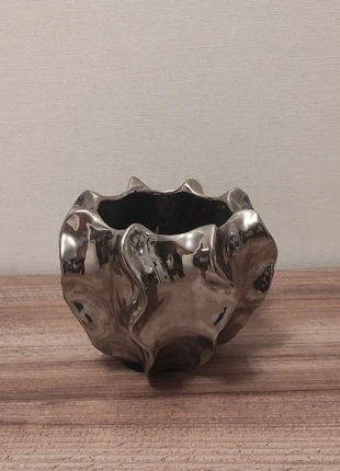 Cache pot céramique argenté, marque: Inconnu, état: Bon état, 10,00 €, 11,20 € Protection acheteurs incluse