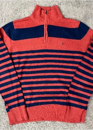 Pull camionneur ¼ zip half zip demi Tommy Hilfiger Homme marinière rouge bleu / Taille M - T48, marque: Tommy Hilfiger, état: Très bon état, taille: M, 22,00 €, 23,80 € Protection acheteurs incluse