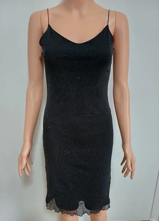 🖤 Robe Moulante Noire à Strass – Fines Bretelles – Taille 34/36 – mim, brand: Mim, condizioni: Ottime, taglia: M / IT 42 / EU 38, €8.95, €10.10 include la Protezione acquisti