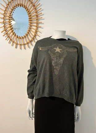 Pull kaki femme fête doré tête à corne – Taille M – Made in Italy, marke: Made In Italy, zustand: Sehr gut, größe: M / 38 / 10, 11,99 €, 13,29 € inklusive Vinted-Käuferschutz