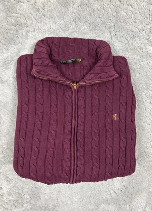 Veste gilet torsadé Ralph Lauren couleur bordeaux et violet pour femme taille M logo brodé, brand: Lauren Ralph Lauren, condition: Very good, size: M / 38 / 10, €22.40, €24.22 includes Buyer Protection