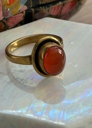 Bague en laiton doré cornaline T49 - Inde, marca: Vintage Dressing, estado: Muito bom, tamanho: 15,7 mm Ø / 9,5, €13.50, €14.88 inclui Proteção do Comprador