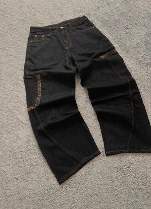 Jean baggy long straight y2k denim noir détails léopard poches cargo couture contrastée taille M, marque: Vintage Dressing, état: Neuf sans étiquette, taille: M, 35,00 €, 37,45 € Protection acheteurs incluse