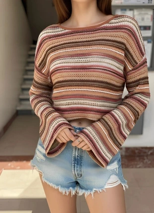 Pull fin multicolore à manches longues évasées – style bohème rétro, brand: serenya, condition: Very good, size: M / 38 / 10, €25.00, €26.95 includes Buyer Protection