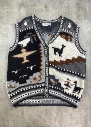 Gilet vintage 100% alpaga laine Made in Peru – alpaca wool vest ethnic knit - L, merk: Vintage Dressing, staat: Heel goed, maat: L / 40 / 12, € 35,00, € 37,45 inclusief Kopersbescherming