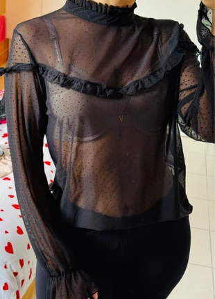 Haut transparent à pois et volants – marque Kiabi – taille M, brand: Kiabi, condition: Very good, size: M / 38 / 10, €5.50, €6.48 includes Buyer Protection