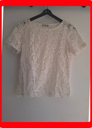 Haut 166 dentelle blanc TeX T40, brand: TEX, condition: Very good, size: L / 40 / 12, €4.00, €4.90 includes Buyer Protection Pro