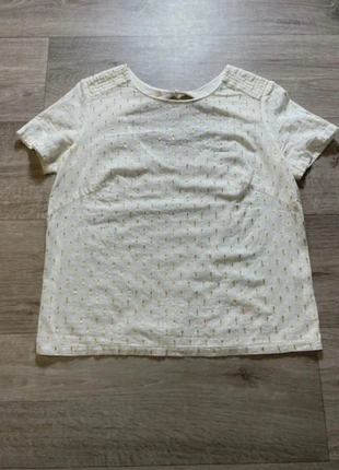 Blouse Sessun blanche à motifs dorés femme - Taille S, merk: Sessun, staat: Heel goed, maat: S / 36 / 8, € 25,00, € 26,95 inclusief Kopersbescherming