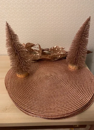 Lot de 9 sets de table + deco rose pailleté, marque: Centrakor, état: Neuf sans étiquette, 10,00 €, 11,20 € Protection acheteurs incluse