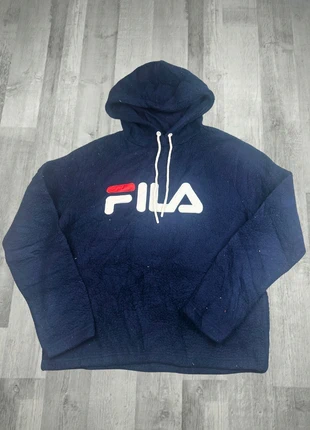 Hoodie FILA sherpa bleu marine – Logo brodé vintage – Taille S/M, brand: FILA, condition: Very good, size: L / 40 / 12, €12.90, €14.25 includes Buyer Protection