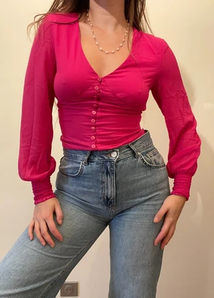 Chic long sleeve bright pink blouse, estado: Nuevo sin etiquetas, tamaño: S / 36 / 8, 22,00 €, 23,80 € Protección al comprador incluida