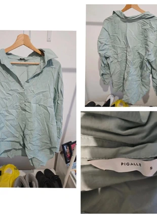 👚 Chemise fluide vert d’eau, merk: Pigalle, staat: Heel goed, maat: S / 36 / 8, € 4,00, € 4,90 inclusief Kopersbescherming